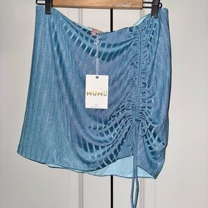 Show Me Your MuMu sz L Blue Ruched Women's Skirt